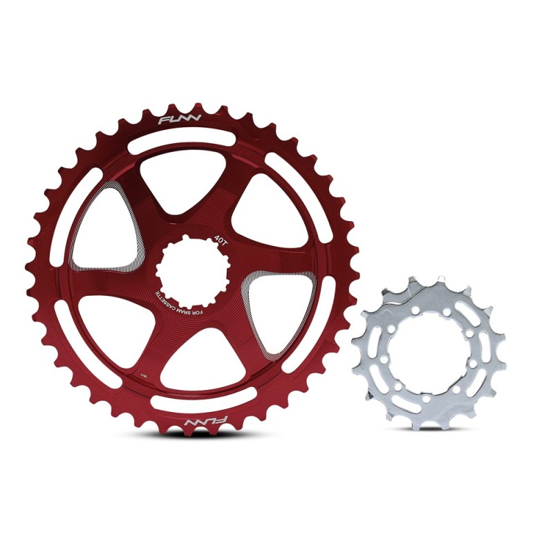 Corona FUNN One Up XD Aluminio Rojo 40T