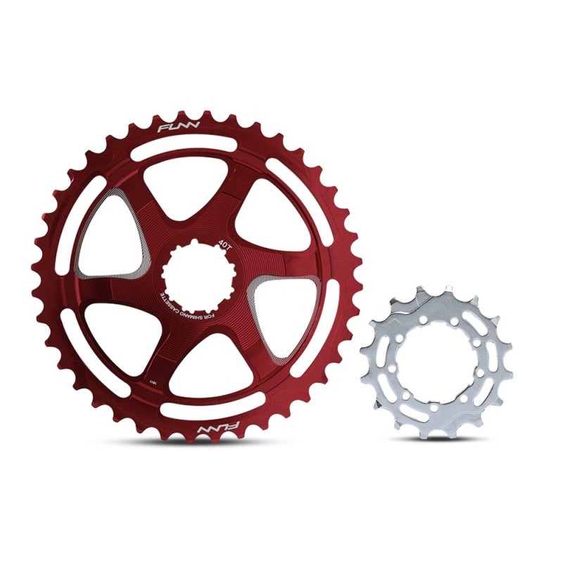 Corona FUNN One Up HG Aluminio Rojo 40T