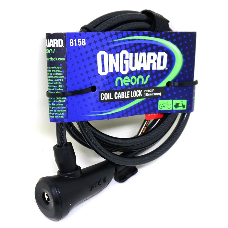 Candado OnGuard Llave Espiral NS Coil 180cmX8mm Negro