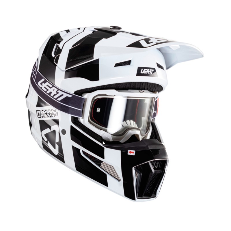 Kit Leatt Casco Moto 3.5 Antiparra 4.5 V24 Negro Blanco XL 61-62cm