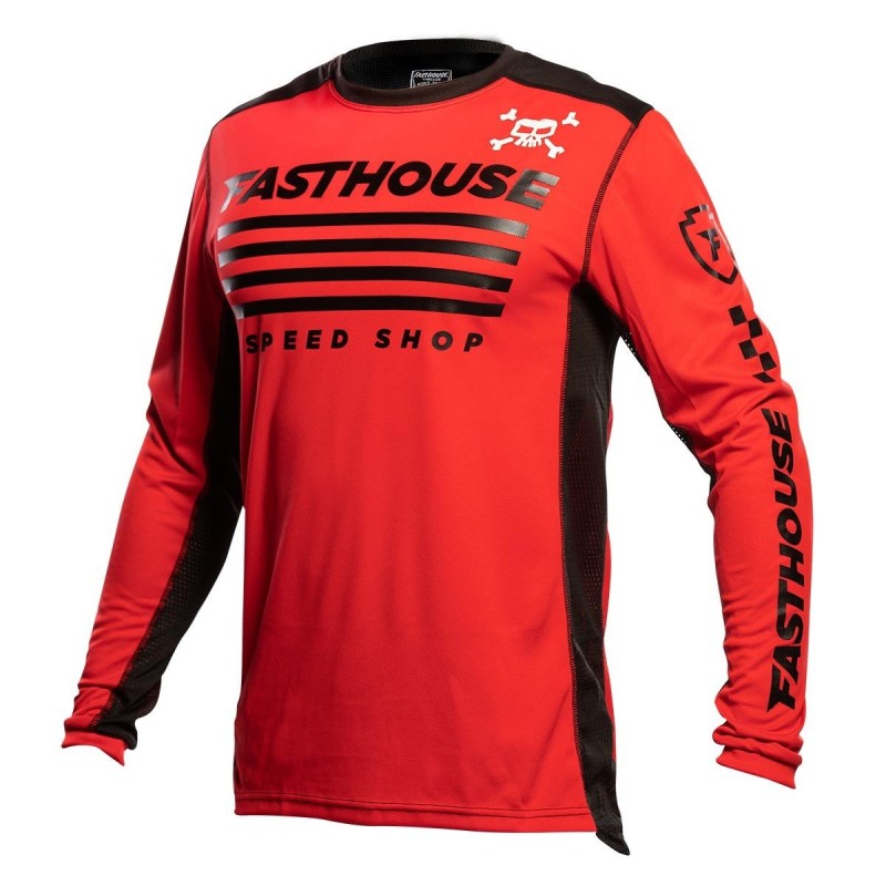 Jersey Fasthouse Manga Larga Halt Rojo Negro S