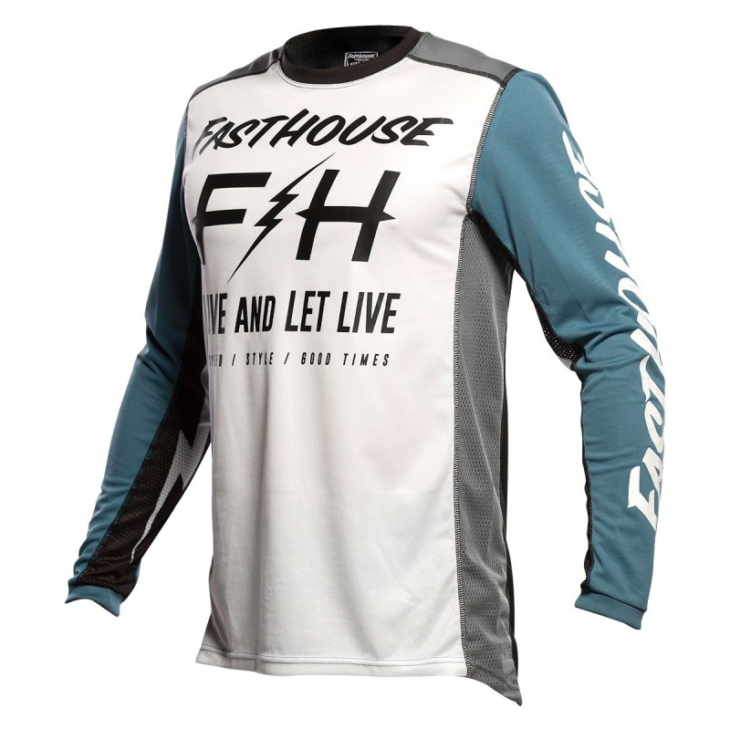 Jersey Fasthouse Manga Larga Clide Tribe Blanco Plata S